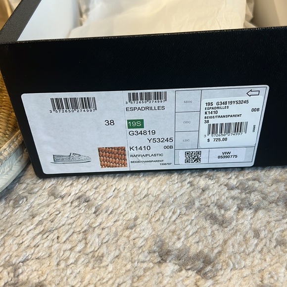 Chanel flat espadrilles size 38 raffia plastic beige clear slip ons - Picture 3 of 8